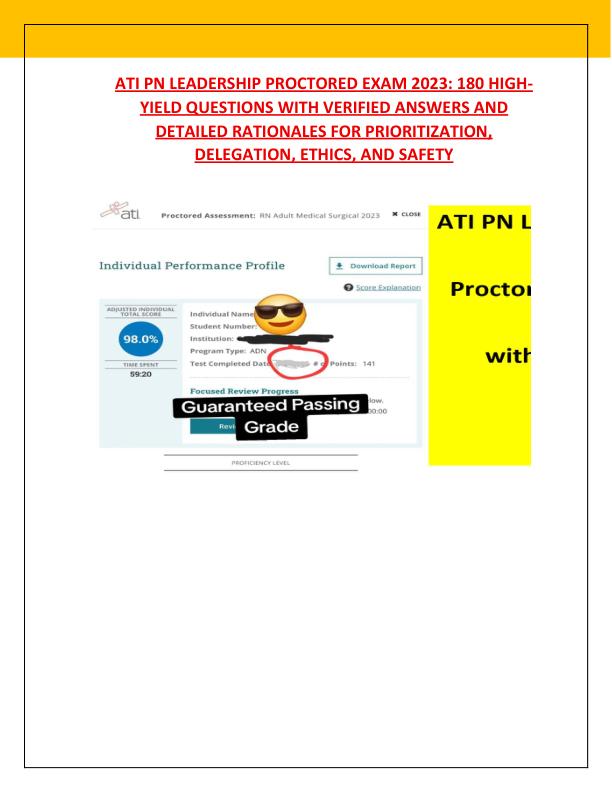 ATI PN LEADERSHIP PROCTORED EXAM 2023