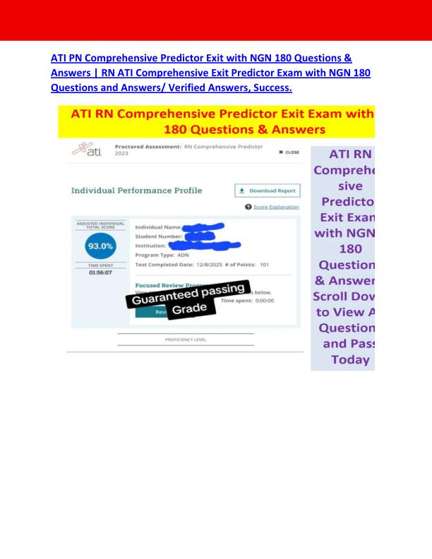 ATI PN Comprehensive Predictor Exit with NGN 180 Questions