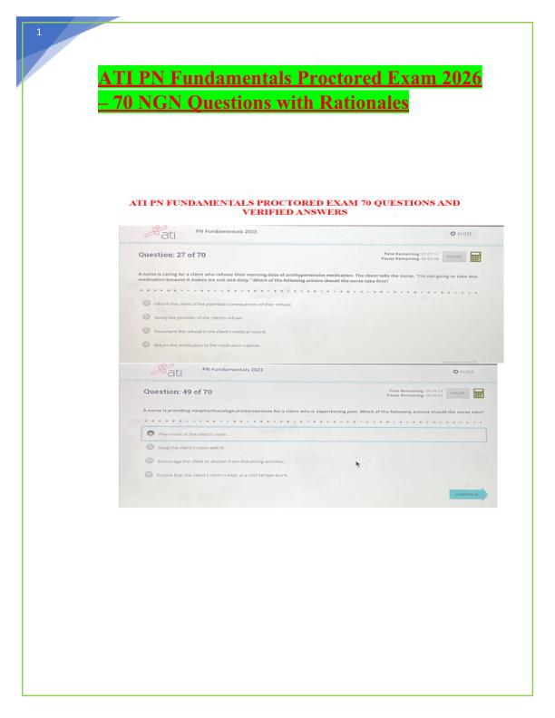 ATI PN Fundamentals Proctored Exam 2026
