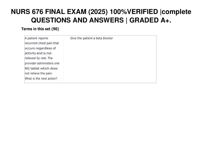 NURS 676 FINAL EXAM (2025) 100%VERIFIED complete QUESTIONS AND ANSWERS  GRADED A++