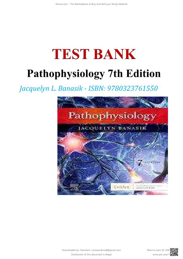 Test Bank for Pathophysiology, 7th Edition by Jacquelyn L. Banasik Full Q&A (Chapters 1–54)