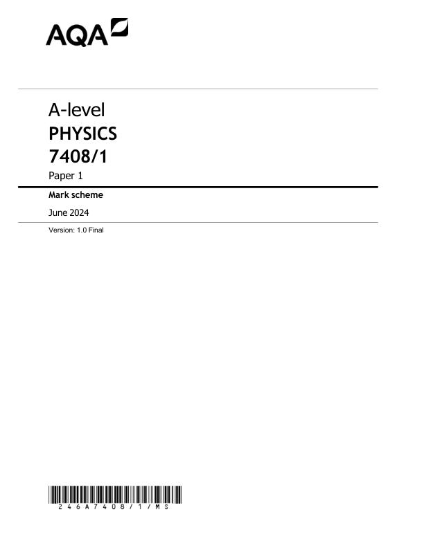 A Level Paper 1 – Mark Scheme (MS) Examiner Solutions Complete PDF