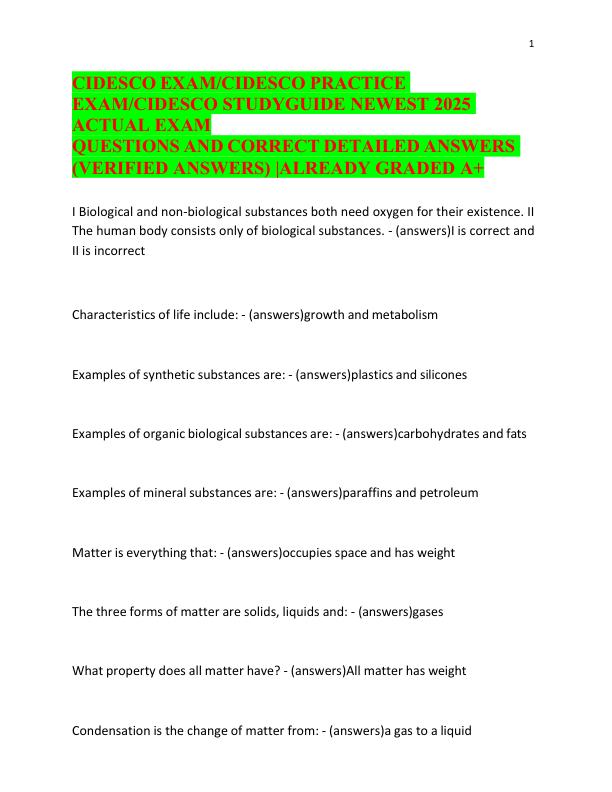 CIDESCO EXAM CIDESCO PRACTICE EXAM CIDESCO STUDY GUIDE NEWEST 2025 ACTUAL EXAM QUESTIONS AND CORRECT DETAILED ANSWERS (VERIFIED ANSWERS) ALREADY GRADED A+