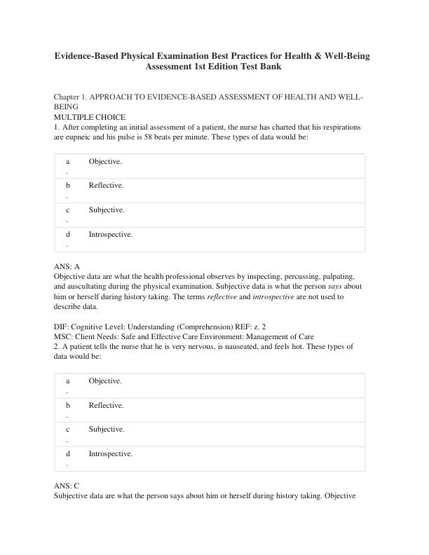 Latest 2023 Evidence-Based Physical Examination Best Practices for Health & Well-Being Assessme Test bank All Chapters.pdf