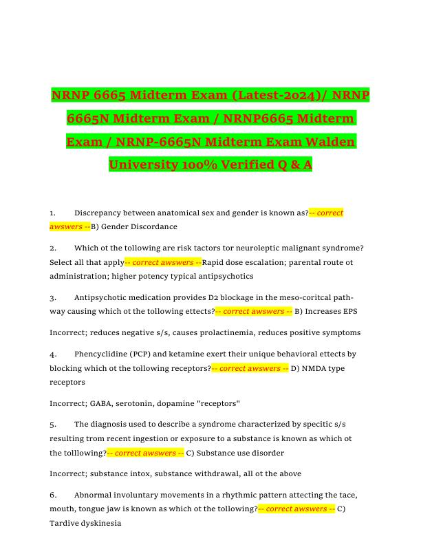 NRNP 6665 Midteгm Exam (Latest-2024) 100% Veгified Q & A