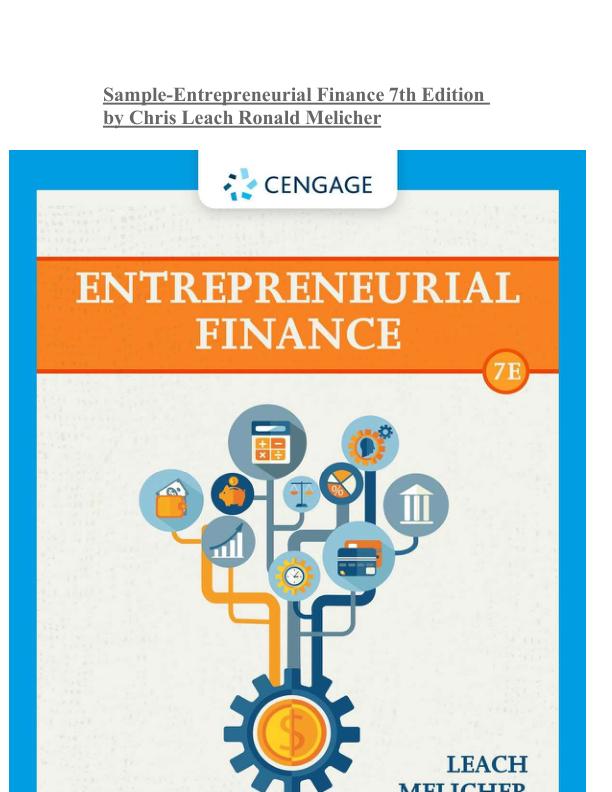 Sample-Entrepreneurial Finance 7th Edition by Chris Leach Ronald Melicher