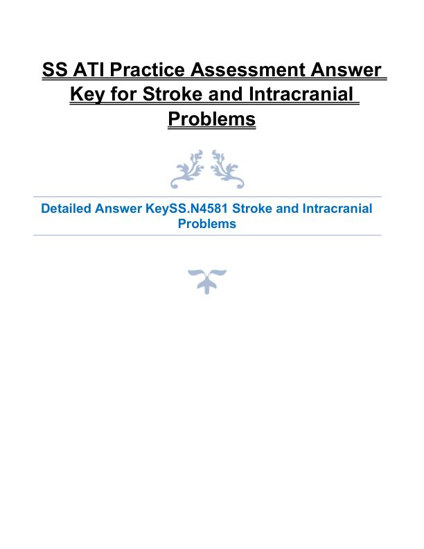 SS ATI Practice Assessment Answer Key for Stroke and Intracranial Problems