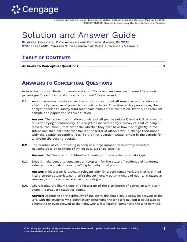 Solution Manual For Business Analytics Data Analysis & Decision Making 8th Edition 2025 by S. Christian Albright, Wayne L. Winston Chapter 2-19