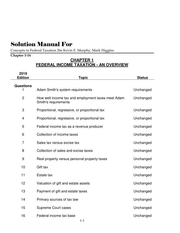 Solution Manual For Concepts in Federal Taxation 26th Edition by Kevin E. Murphy, Mark Higgins Chapter 1-16