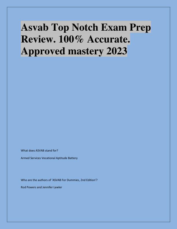Asvab Top Notch Exam Prep Review