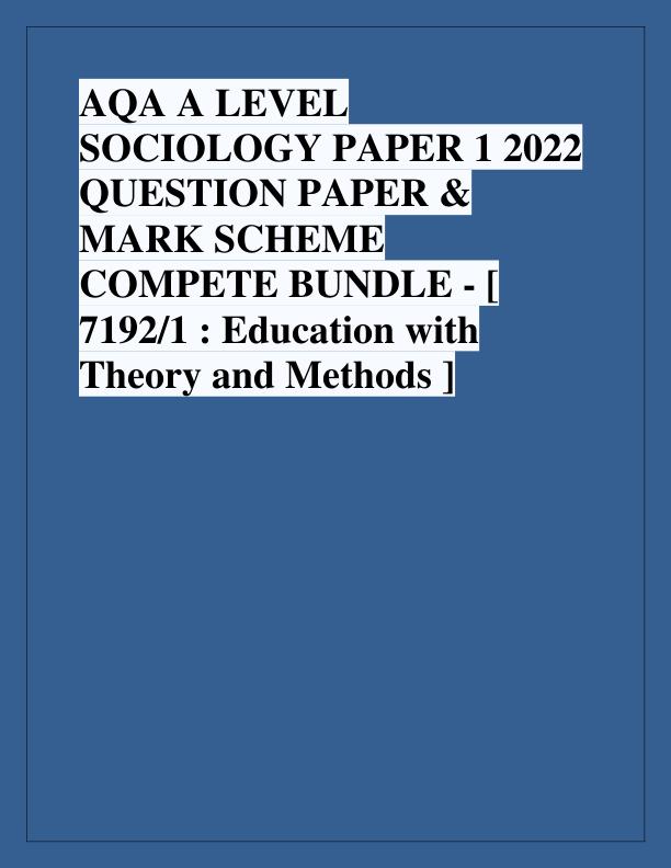 AQA A LEVEL SOCIOLOGY PAPER 1 2022 QUESTION PAPER