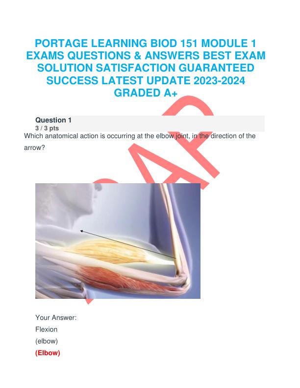 PORTAGE_LEARNING_BIOD_151_MODULE_1_EXAMS_QUESTIONS_&_ANSWERS_BEST