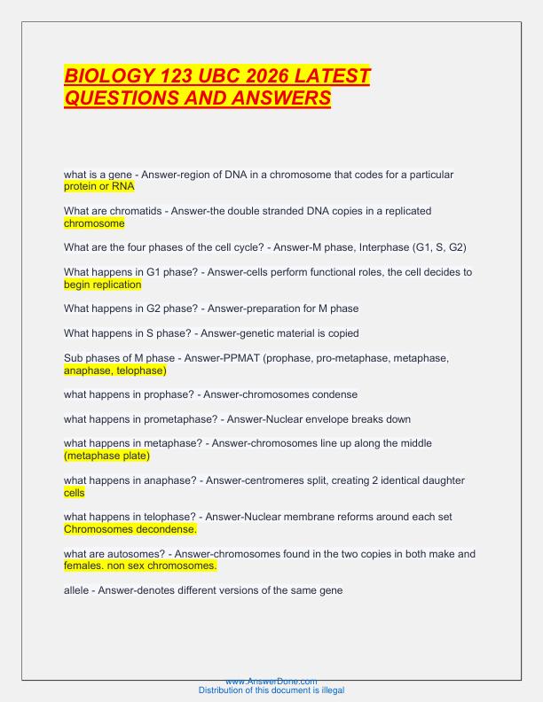 mobile-preview-BIOLOGY 121 UBC 2026 LATEST QUESTIONS AND ANSWERS