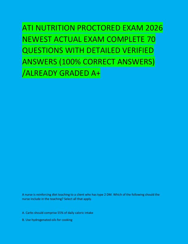 mobile-preview-ATI NUTRITION PROCTORED EXAM 2026 NEWEST ACTUAL EXAM COMPLETE 70 QUESTIONS WITH DETAILED VERIFIED ANSWERS
