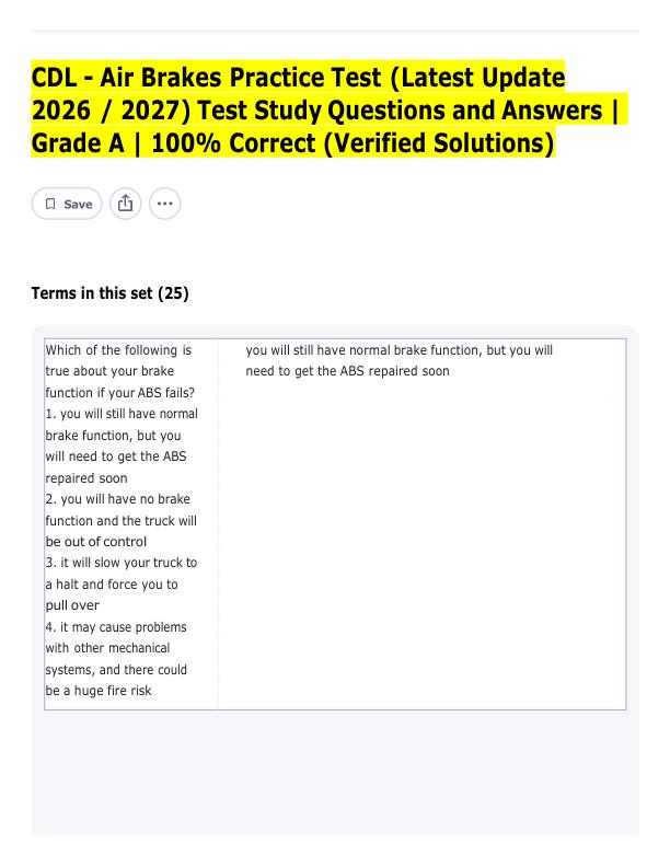 mobile-preview-CDL - Air Brakes Practice Test (Latest Update 2025 _ 2026) Test Study Questions and Answers _ Grade A _ 100 Correct (Verified Solutions) Flashcards _ Quizlet