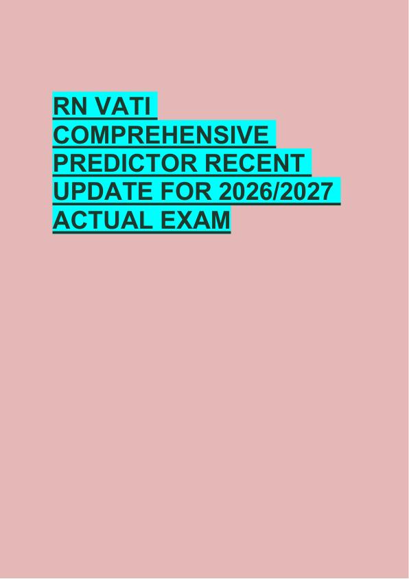 RN VATI  COMPREHENSIVE  PREDICTOR RECENT  UPDATE FOR 2026/2027  ACTUAL EXAM