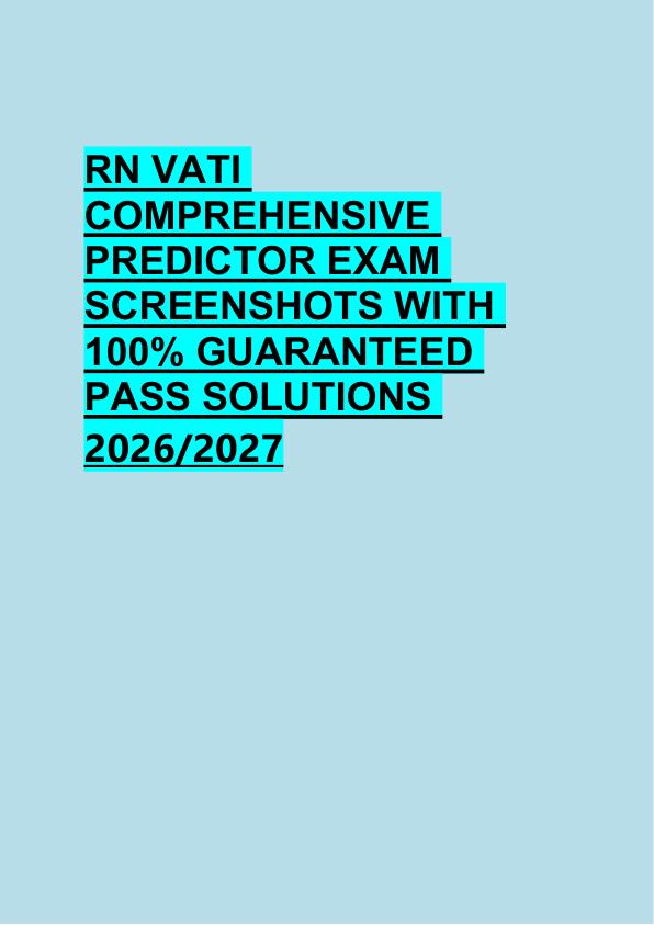 RN VATI  COMPREHENSIVE  PREDICTOR EXAM  SCREENSHOTS WITH  100% GUARANTEED  PASS SOLUTIONS  2026/2027