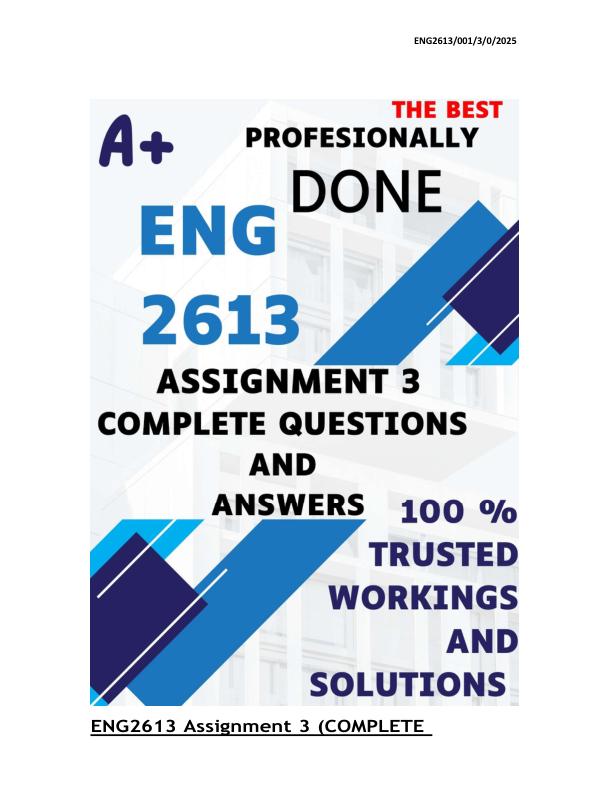 ENG2613 Assignment 3 (COMPLETE ANSWERS) 2025
