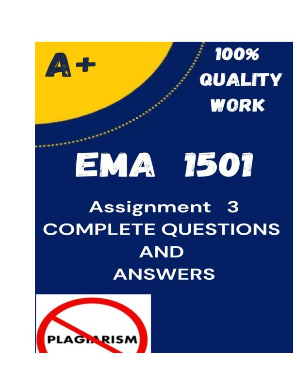 EMA1501 Assignment 3 (PORTFOLIO COMPLETE ANSWERS) 2025
