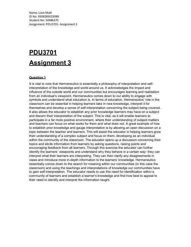 PDU3701 Assignment 3