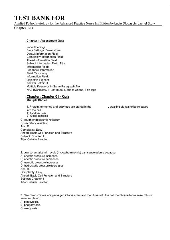 mobile-preview-Test Bank for Applied Pathophysiology for the Advanced Practice Nurse (1st Edition) – Dlugasch & Story Chapters 1–14 Exam Questions & Answers