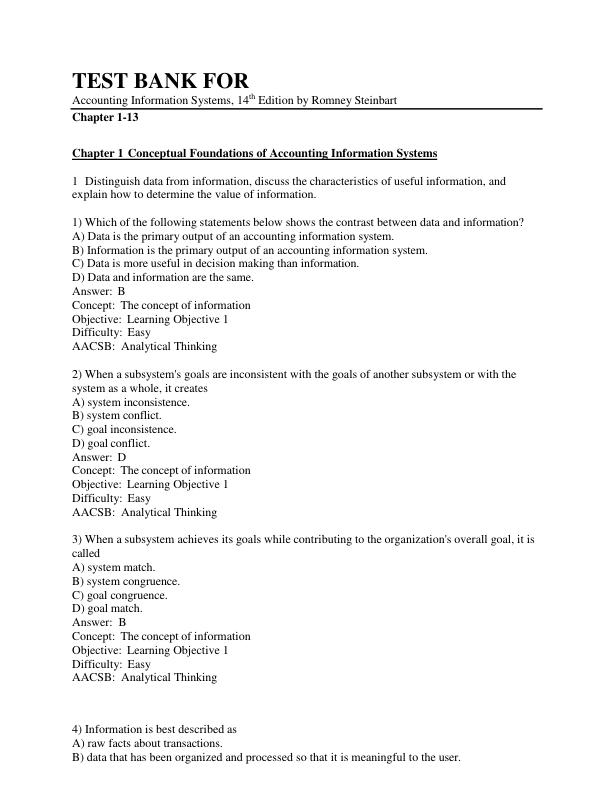 mobile-preview-Test Bank for Accounting Information Systems (AIS), 14th Edition – Romney & Steinbart Chapters 1–13 Exam Questions & Practice Tests