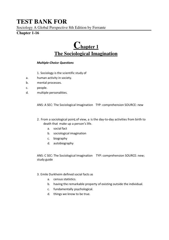 mobile-preview-Test Bank For Sociology A Global Perspective 8th Edition by Ferrante | Chapter 1-16 | (Complete Guide A+)
