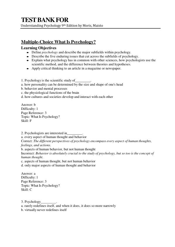 mobile-preview-Test Bank For Understanding Psychology 9th Edition by Moris, Maisto | (Complete Guide Verified100%)