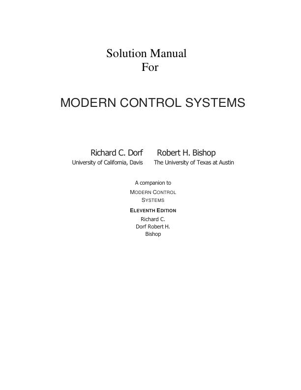 Solution Manual For A companion to Modren Control System 11th Edition by Richard C. Dorf Robert H. Bishop | Chapter 1-13