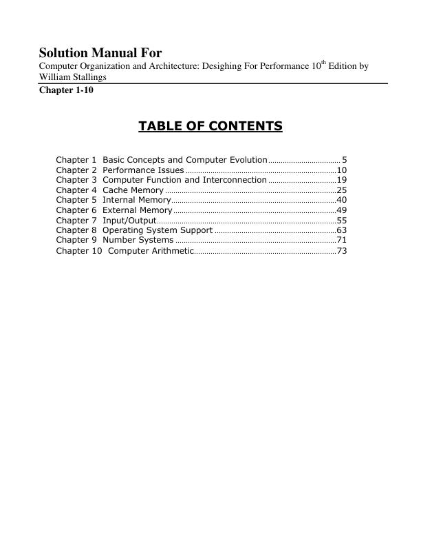 mobile-preview-Solution Manual For Computer Organization and Architecture Desighing For Performance 10th Edition by William Stallings Chapter 1-10 | (Complete 100%A+ Guide)