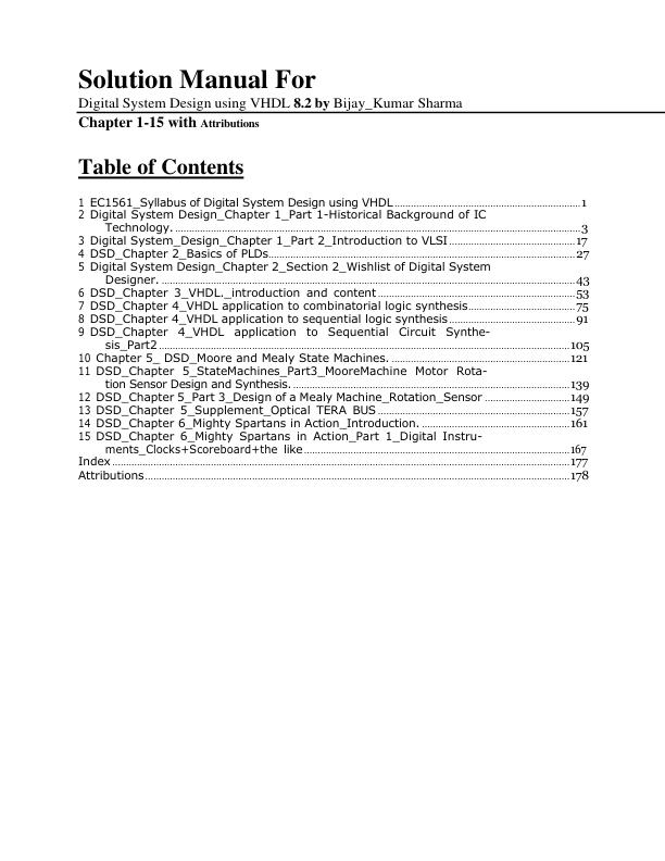 Solution Manual For Digital System Design using VHDL 8.2 by  Bijay Kumar Sharma Chapter 1-15 | with Attributions (Complete 100%A+ Guide)