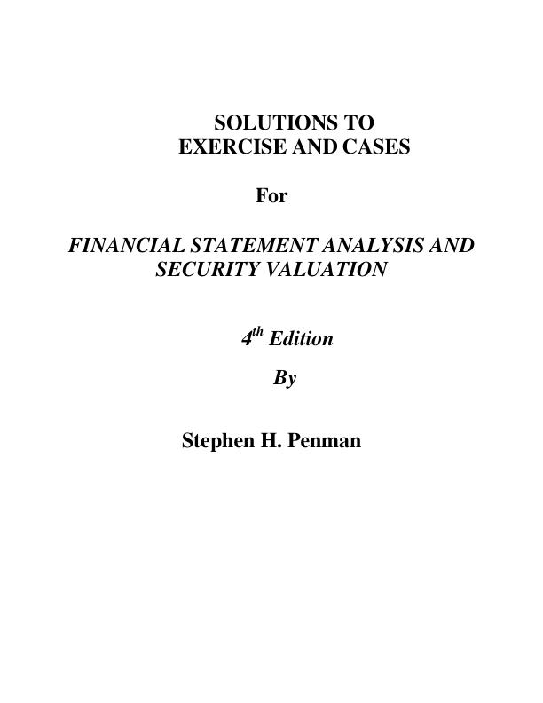 mobile-preview-Solution Manual For Exercise and Cses For Financial Statement Analysis and Security Valuation 4th Edition By Stephen H. Penman | Chapter 1-17