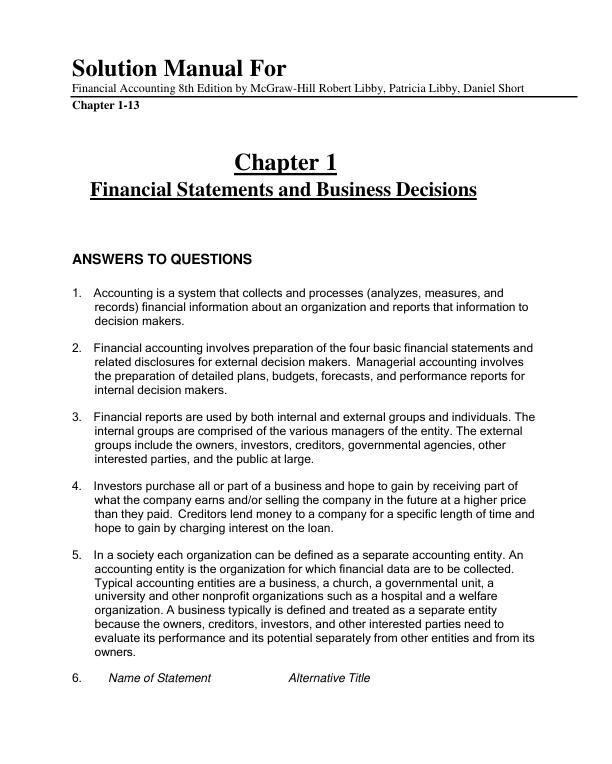 mobile-preview-Solution Manual For Financial Accounting 8th Edition by McGraw-Hill Robert Libby, Patricia Libby, Daniel Short | Chapter 1-13