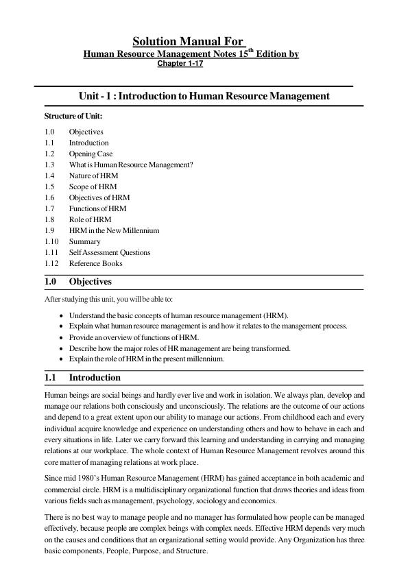 Solution Manual For Human Resource Management Notes 15th Edition by Gary Dessler Chapter 1-17 | (Complete 100% A+ Guide)