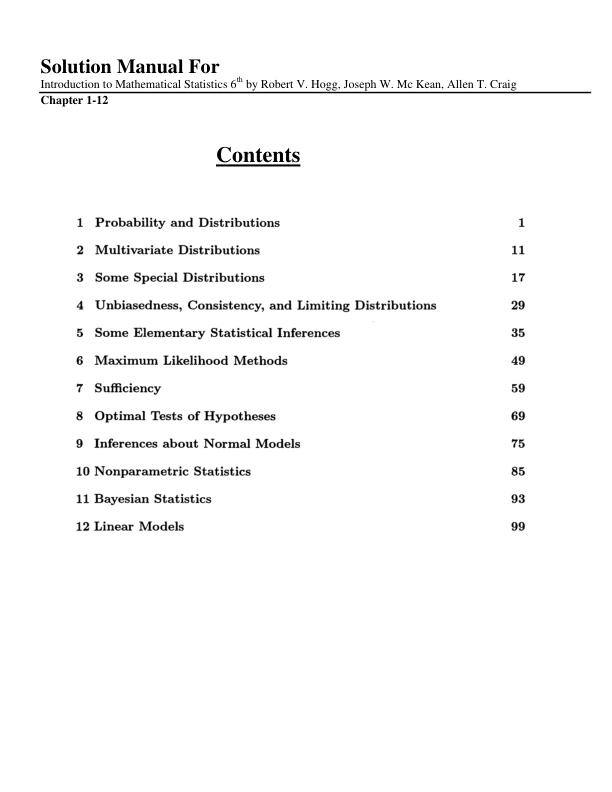 mobile-preview-Solution Manual For Introduction to Mathematical Statistics 6th by Robert V. Hogg, Joseph W. Mc Kean, Allen T. Craig | Chapter 1-12