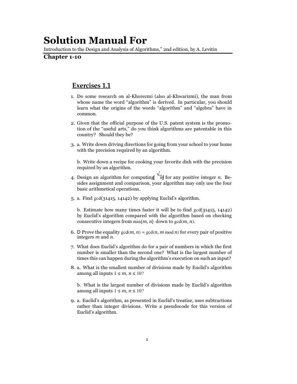 mobile-preview-Solution Manual For Introduction to the Design and Analysis of Algorithm 2nd Edition by A. Levitin Chapter 1-10
