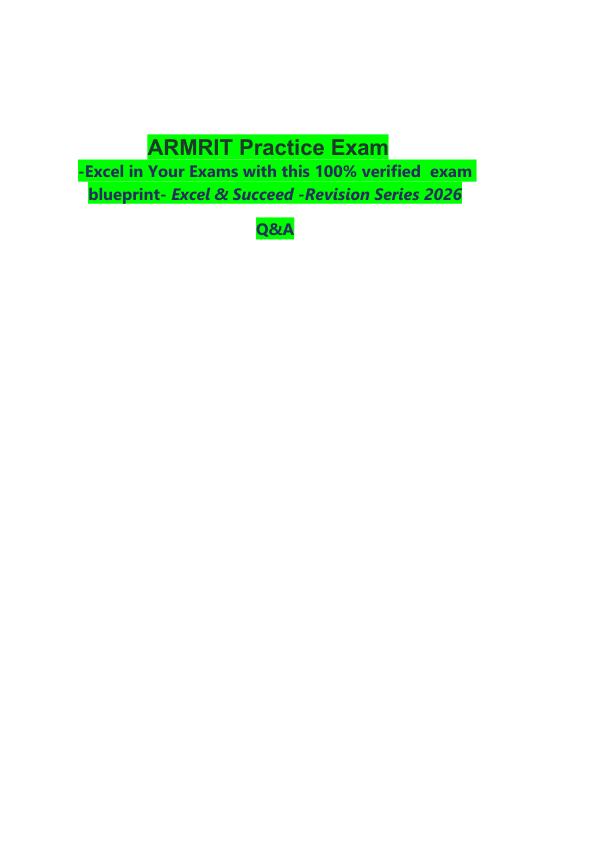 ARMRIT Practice Exam  -Excel in Your Exams with this 100% verified  exam blueprint- Excel & Succeed -Revision Series 2026  