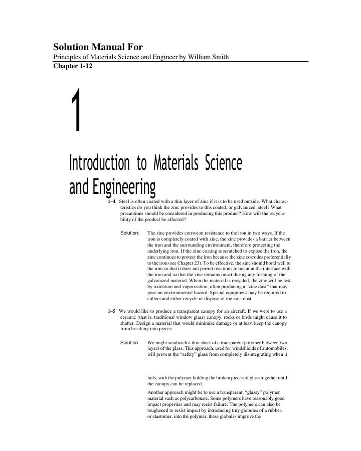 Solution Manual For Principles of Materials Science and Engineer by William Smith Chapter 1-12 | With Complete Solution Guide A+