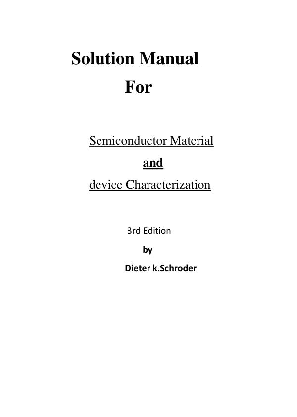 mobile-preview-Solution Manual For Semiconductor Material and device Characterization 3rd Edition by Dieter k. Schroder | Chapter 1-12