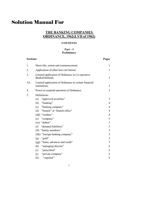 mobile-preview-Solution Manual For THE BANKING COMPANIES ORDINANCE, 1962 (LVII of 1962) Complete 100% A+ Guide