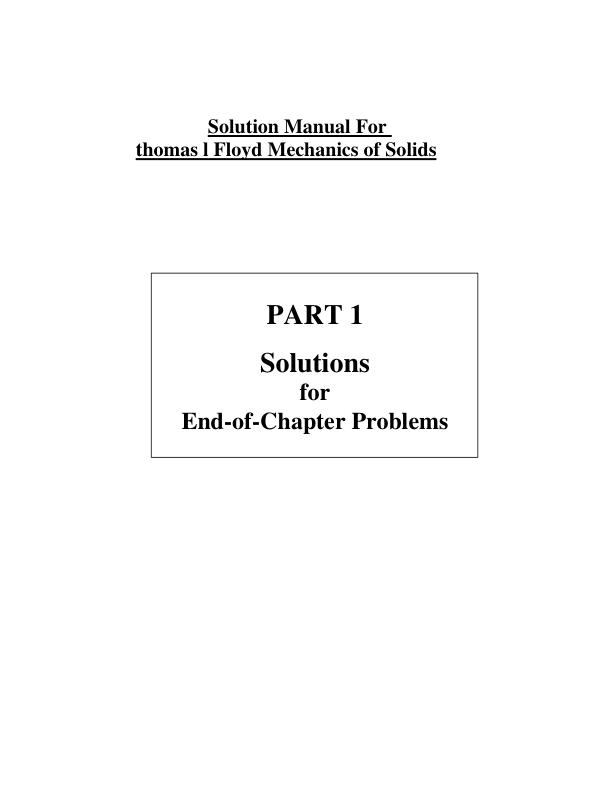 Solution Manual For thomas l Floyd Mechanics of Solids | Complete 100% A+ Guide