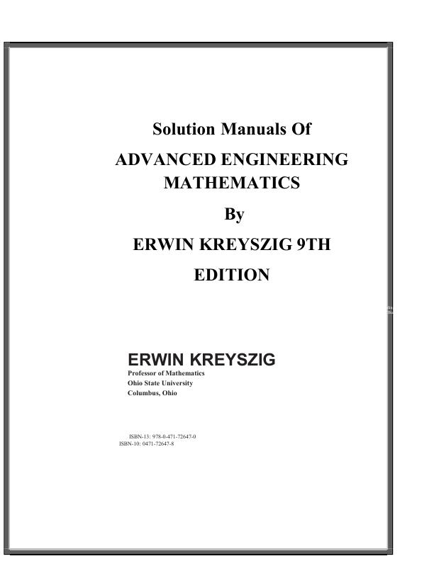 mobile-preview-Solution Manuals Of Advanced Engineering Mathematics 9th Edition by Erwin Kreyszig Chapter 1-22 | Complete 100%A+ Guide