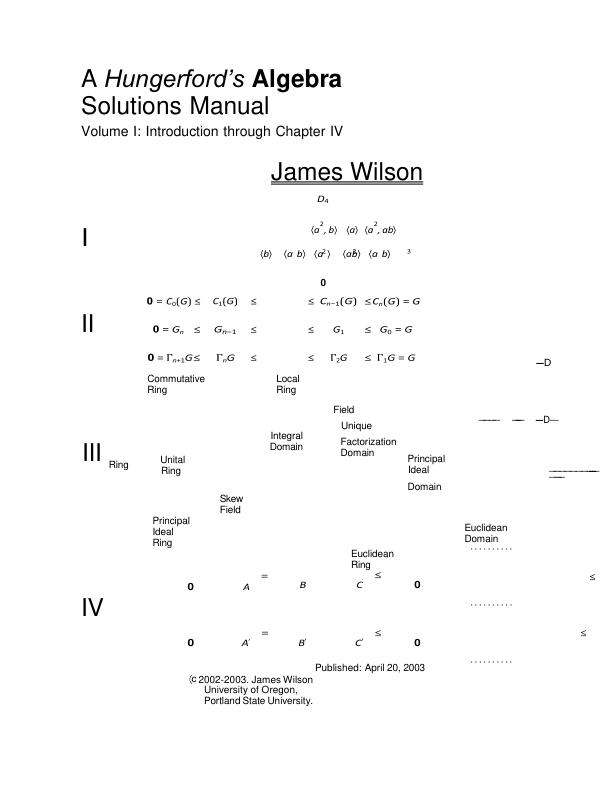 mobile-preview-Solutions Manual A Hungerford’s Algebra by James Wilson With Complete Solution A+ Guide 