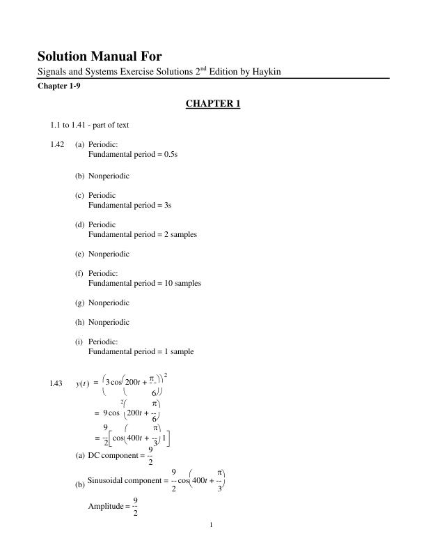mobile-preview-Solution Manual For Signals and Systems Exercise Solutions 2nd Edition by Haykin Chapter 1-9
