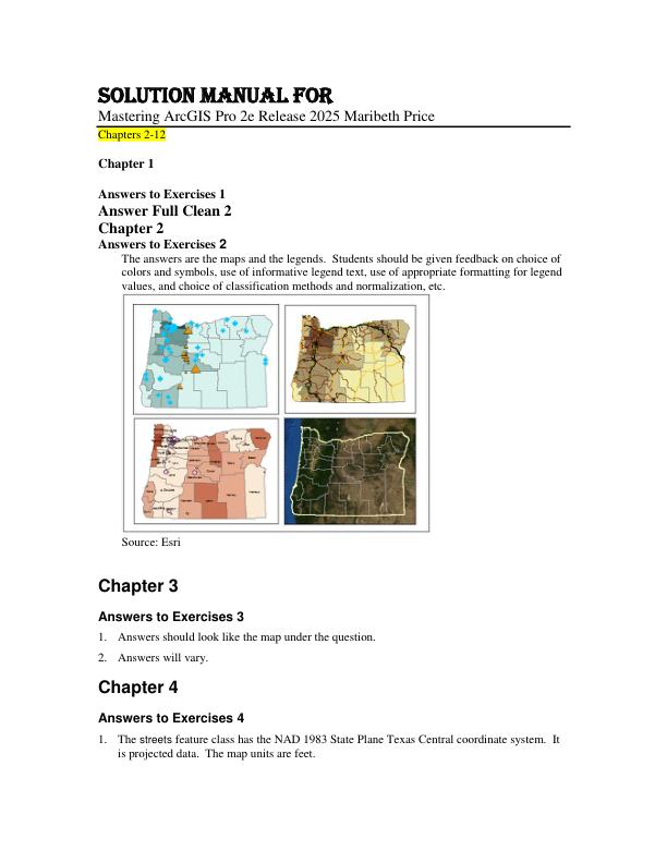 Solution Manual For  Mastering ArcGIS Pro 2e Release 2025 Maribeth Price