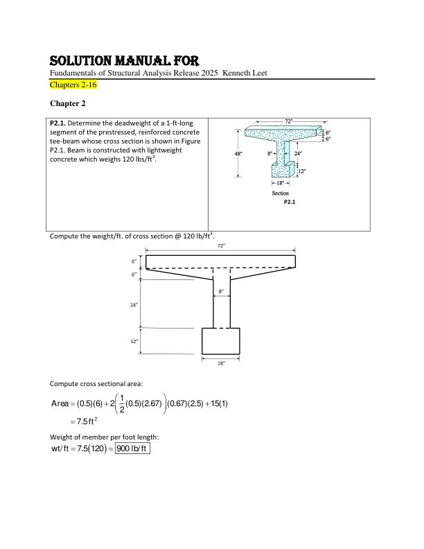 Solution Manual For Fundamentals of Structural Analysis Release 2025  Kenneth Leet