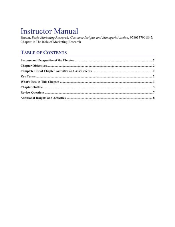 Solutions Manual for Basic Marketing Research 10th Edition by Brown Suter and Churchill Complete Instructor Answer Guide Chapters 1 20