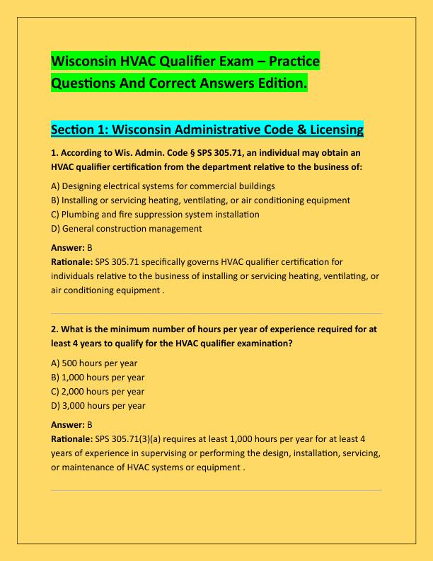 Wisconsin HVAC Qualifier Exam