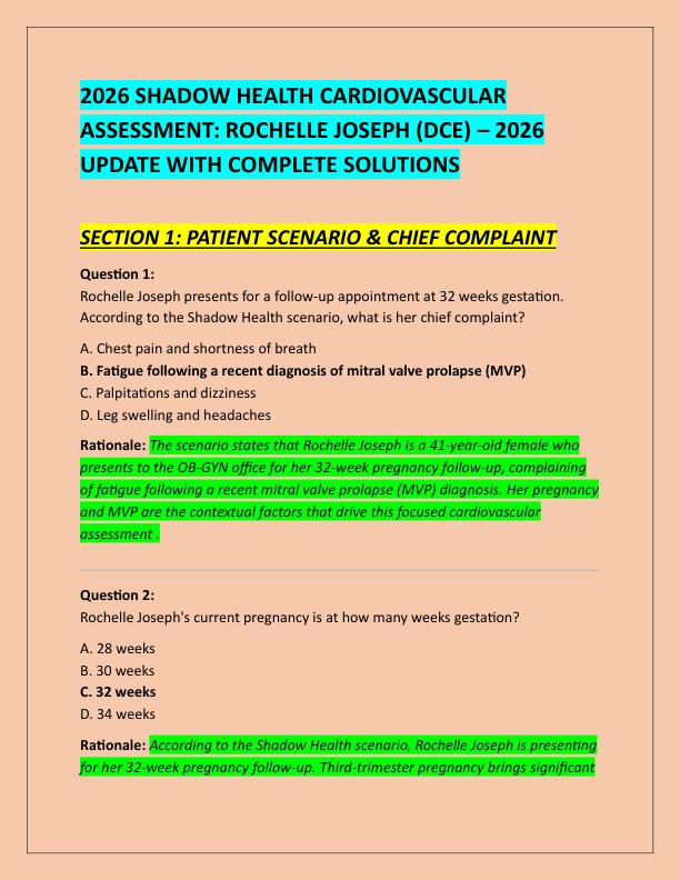 2026 SHADOW HEALTH CARDIOVASCULAR ASSESSMENT