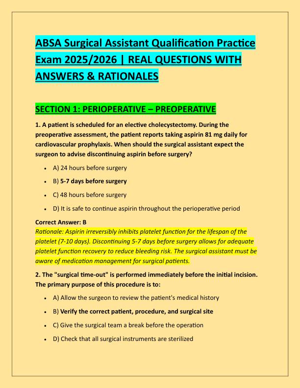 ABSA Surgical Assistant Qualification Practice Exam 2025
